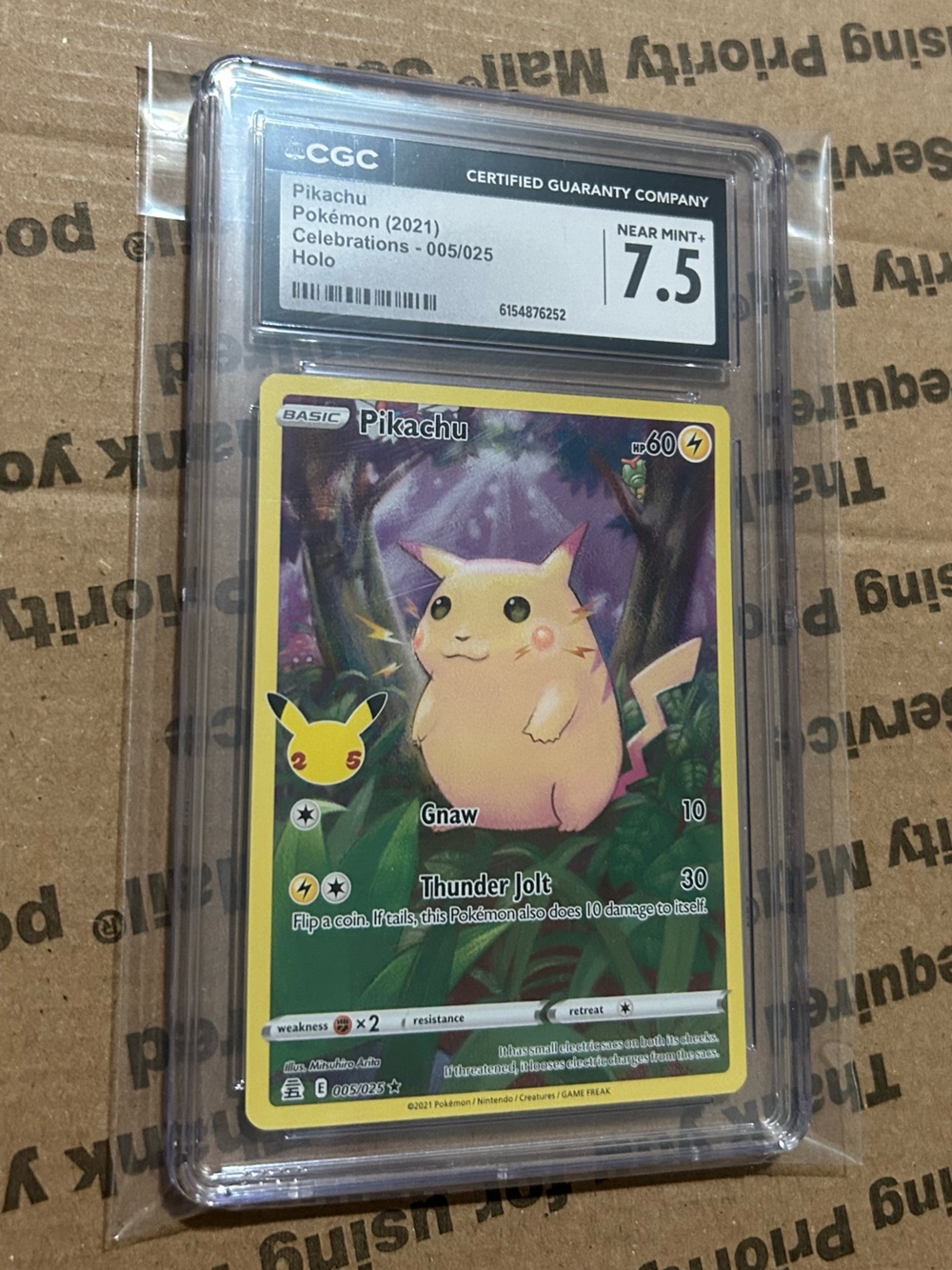 CGC 7.5 Holo Pikachu Card No. 005/025 • ‘21 Pokémon TCG Celebrations